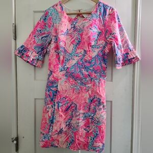 Lilly Pulitzer Fiesta Stretch Dress In Aquadesiac Light Pascha Pink (Size 10)